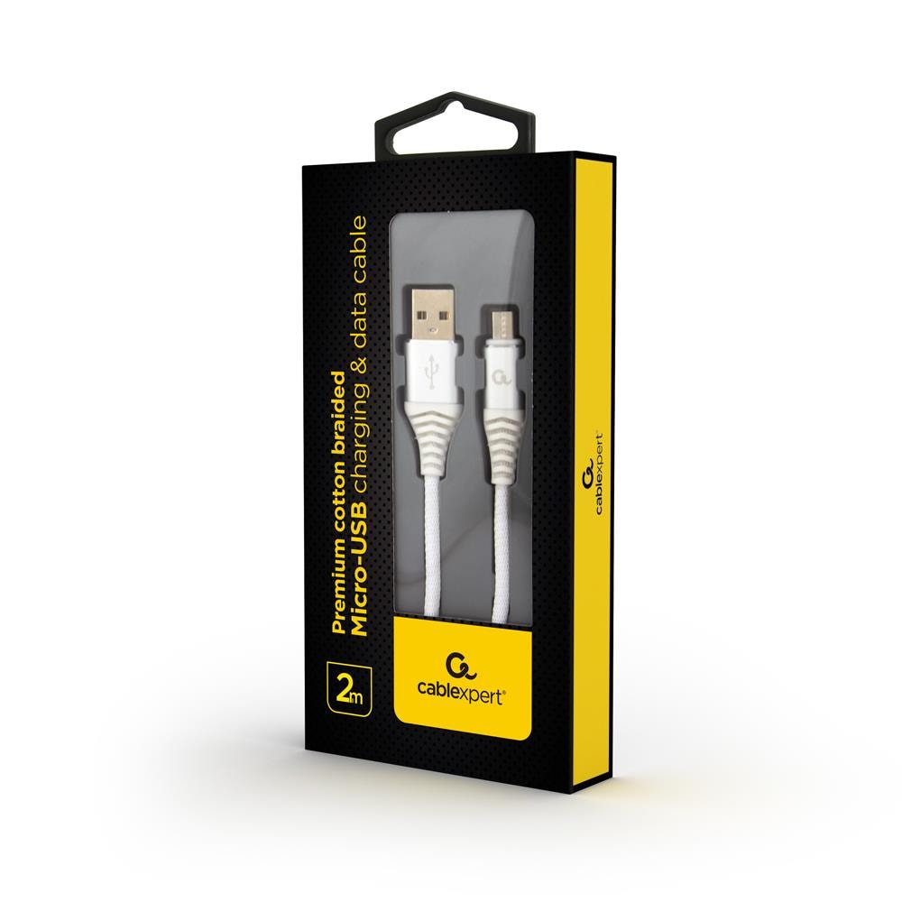 Gembird USB 2.0 – Micro-USB kaabel CC-USB2B-AMMBM-2M-BW2, 2 m, valge