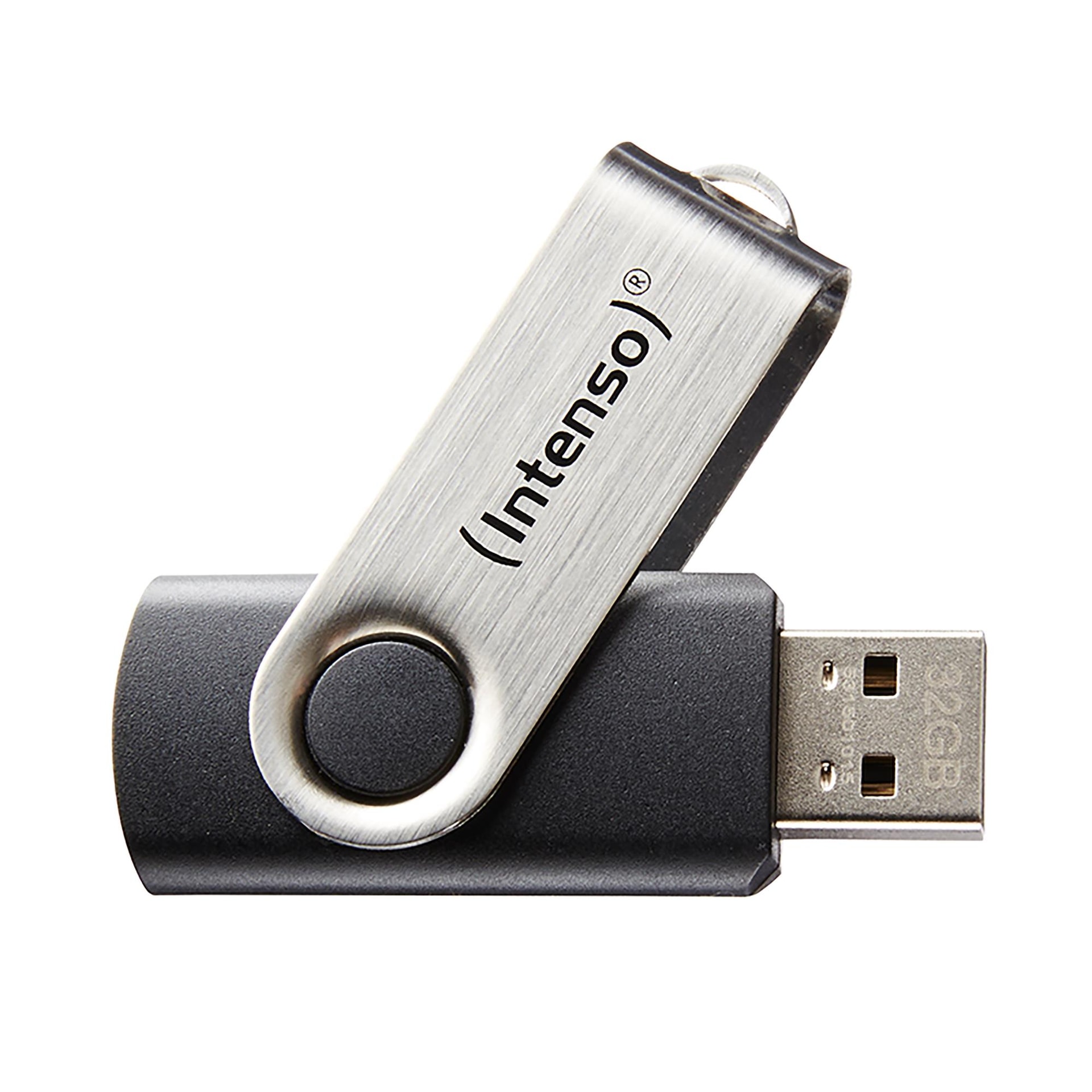 Mälupulk Intenso Basic Line 8 GB, USB 2.0, must-hõbedane