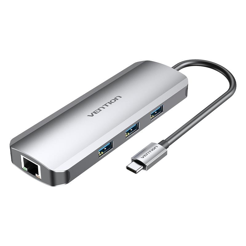 Vention I/O Hub USB-C 0.15M Silver – Compact Docking