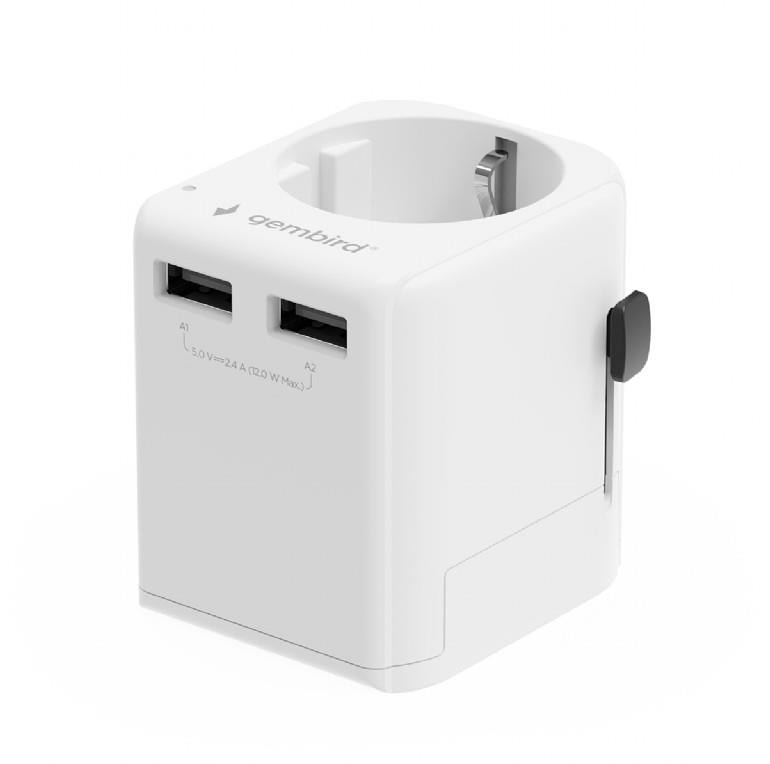 Gembird 12W EU Universal Power Adapter White