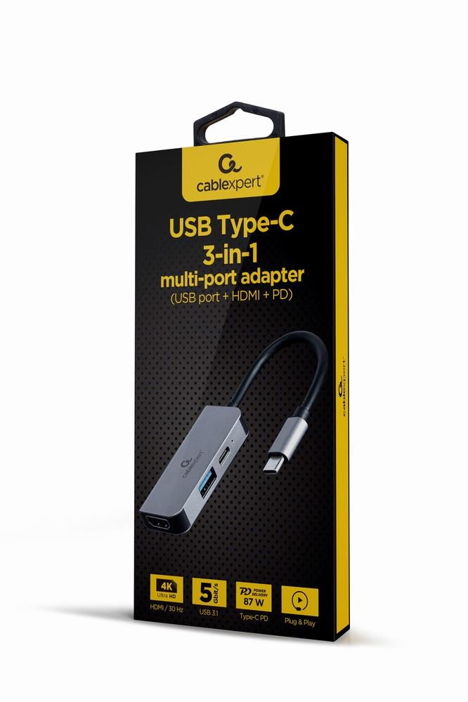 GEMBIRD USB-C adapter HDMI/USB3 hõbedane – soodne lahendus