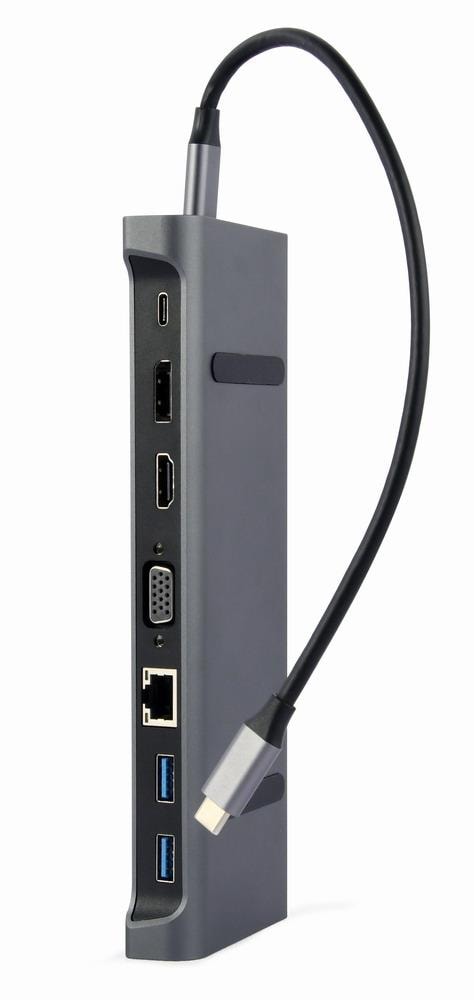 USB-C adapter Gembird A-CM-COMBO9-02, 9 ühes, HDMI, DP, VGA, PD 87 W