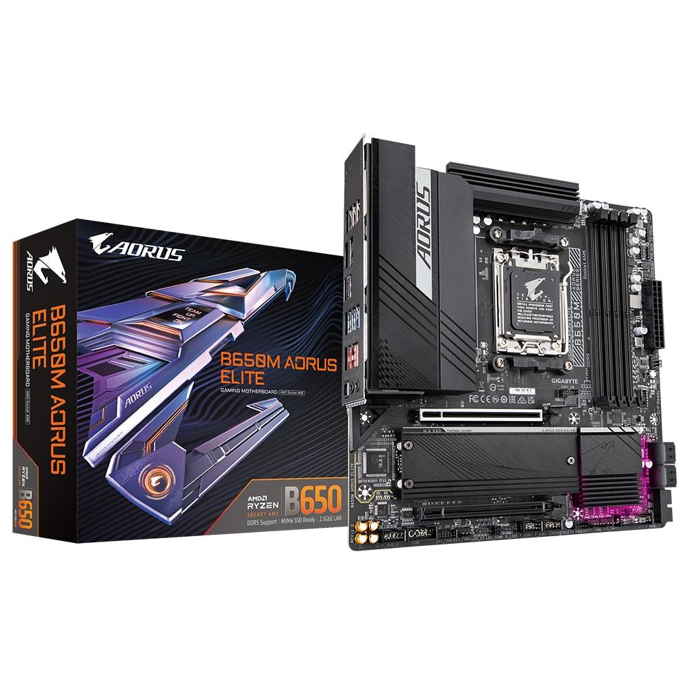 Gigabyte B650M Aorus Elite motherboard, AM5, Micro-ATX, DDR5