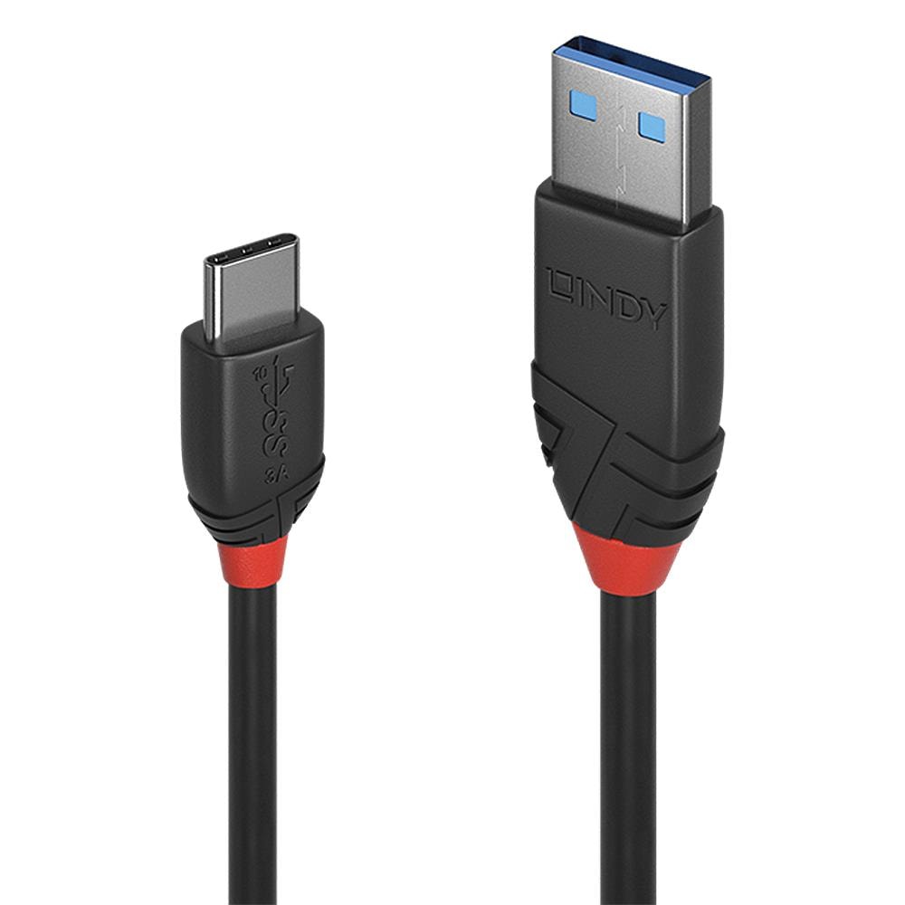 LINDY USB 3.2 Type A to C Cable 1.5m Black — Fast Data Transfer