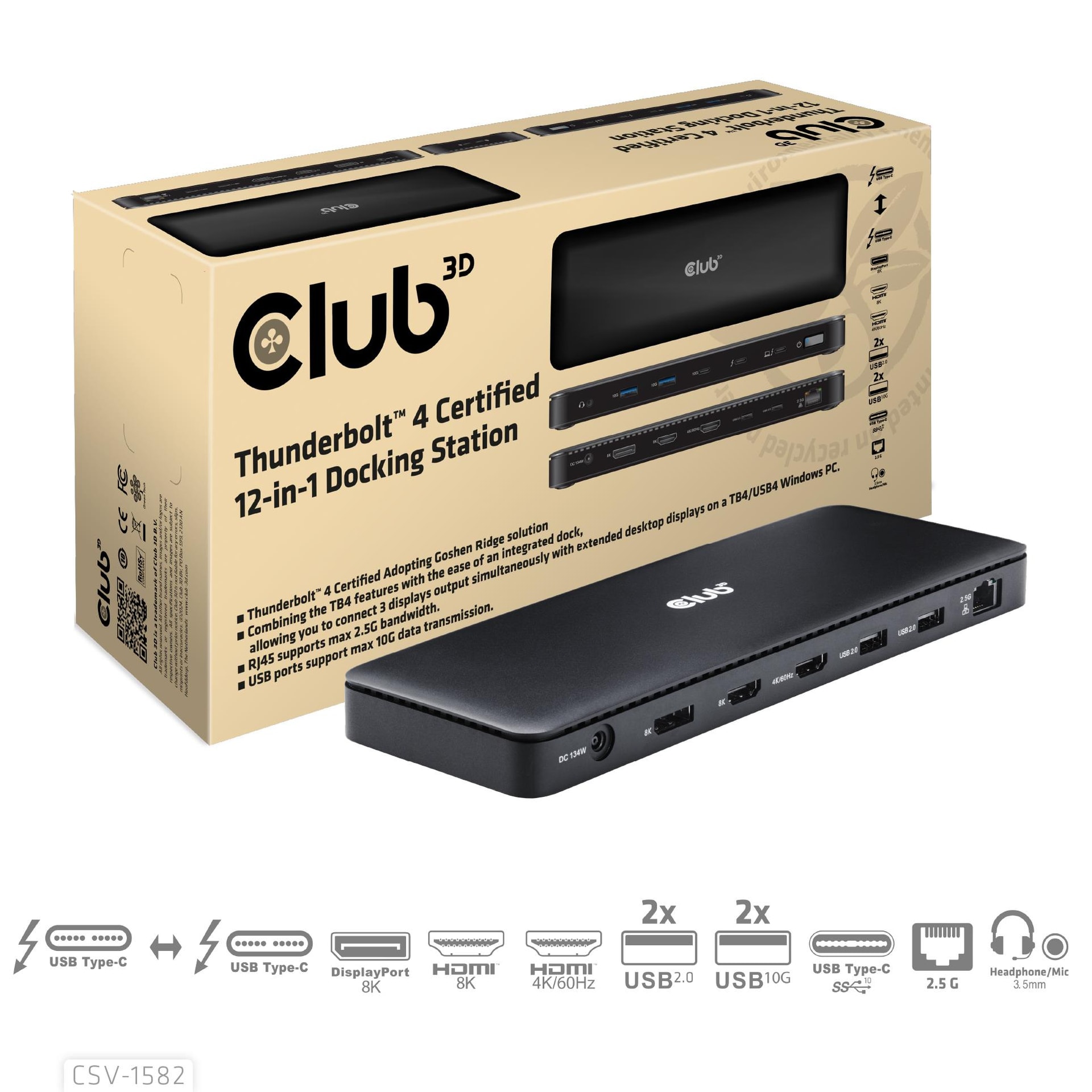 CLUB3D NB ACC DOCKING STATION 12IN1 THUNDERBOLT CSV-1582 выгодная цена