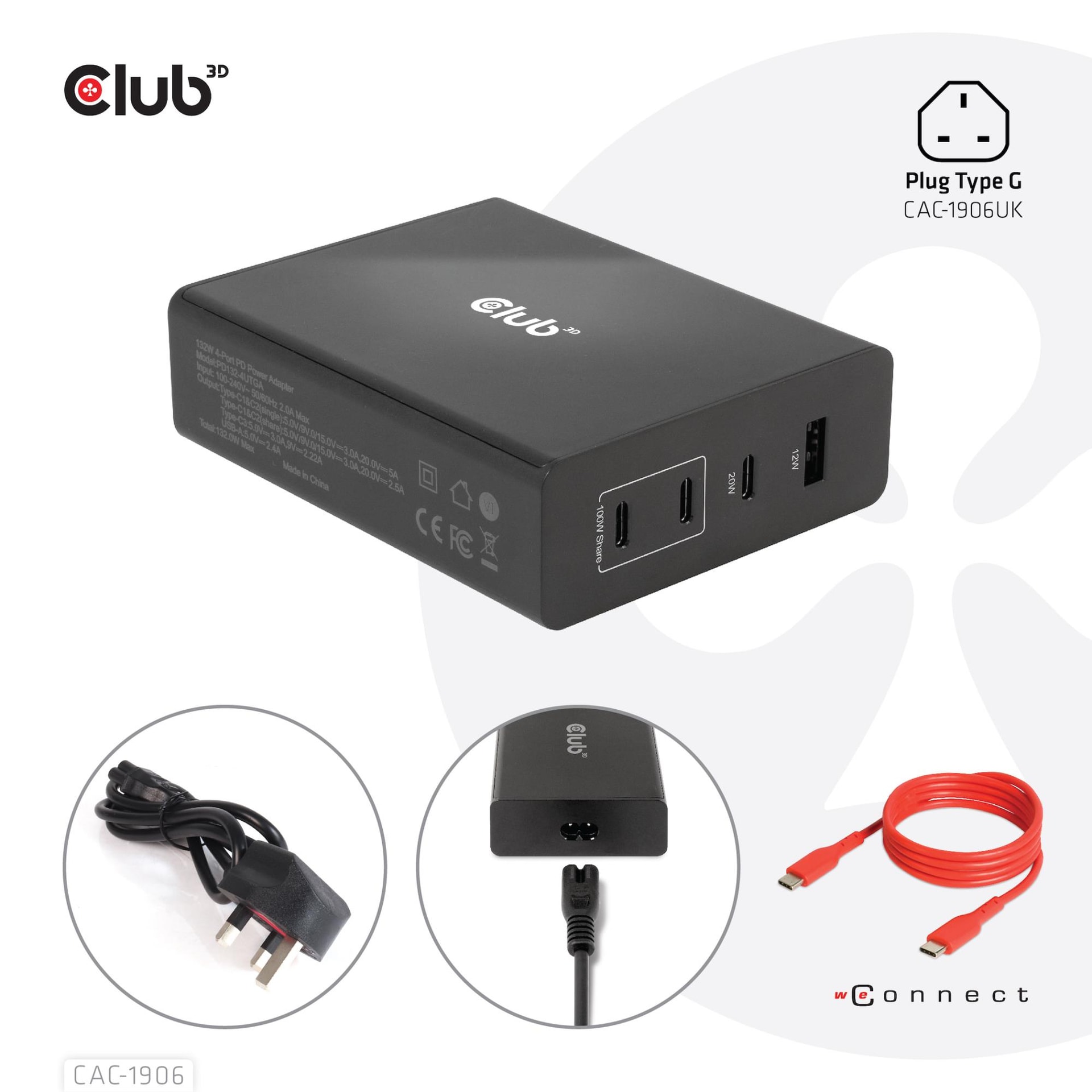 CLUB3D CAC-1906 132W USB-C kiirlaadija soodne hind