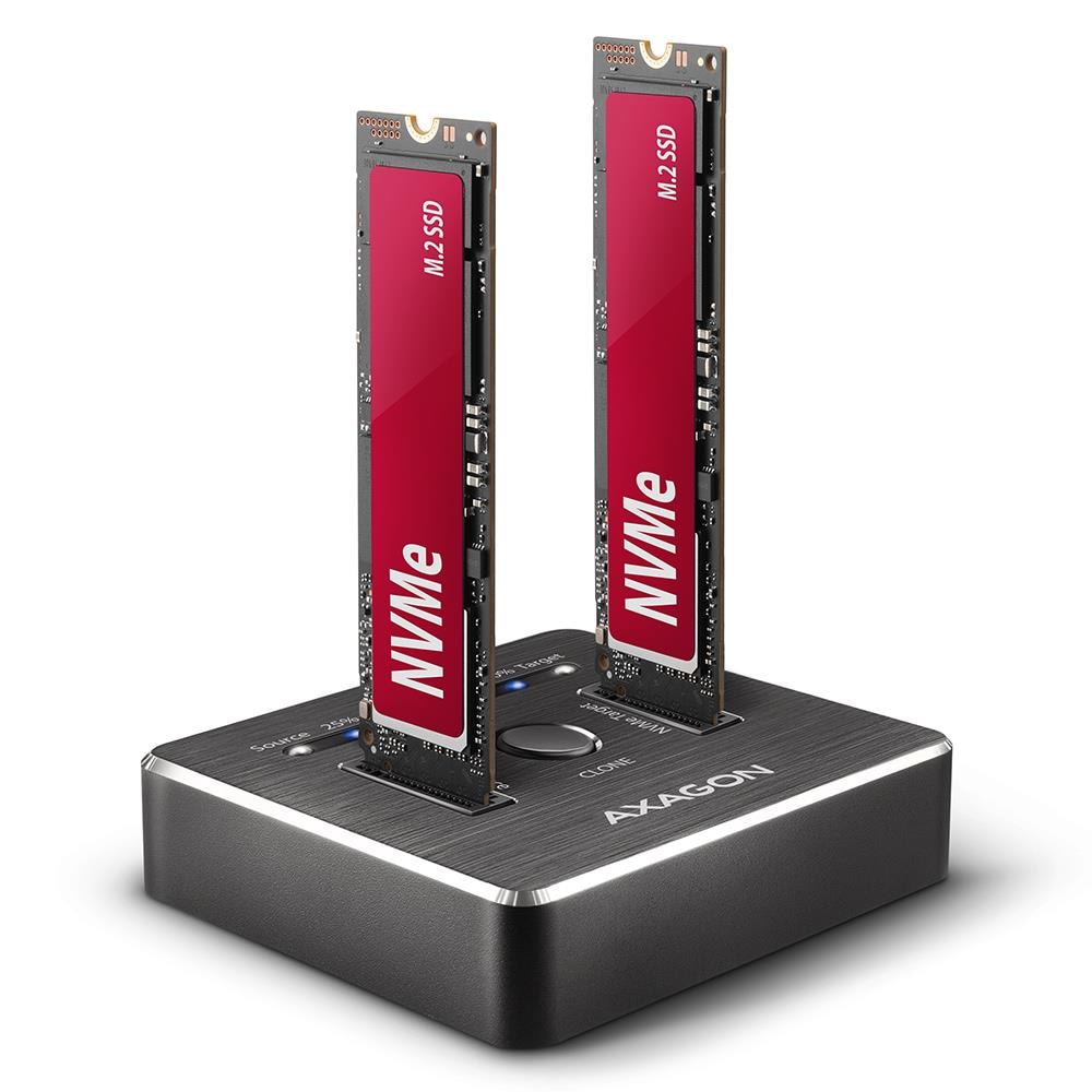 AXAGON ADSA-M2C NVMe doki USB-C, soodne kahe ketta lahendus