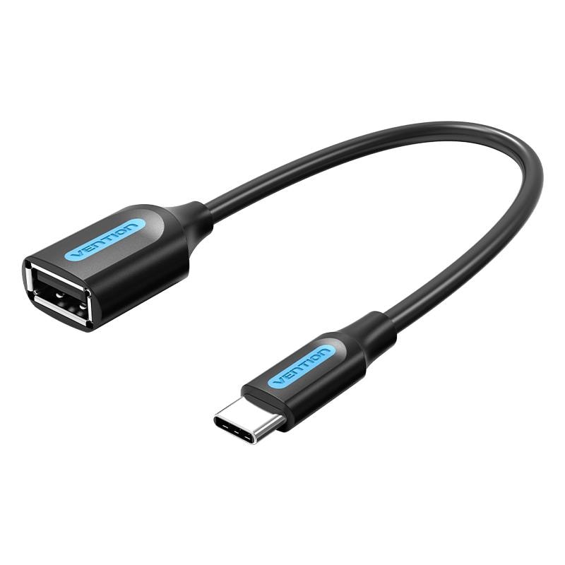 Vention USB-C – USB-A OTG adapterkaabel 0,15 m, must