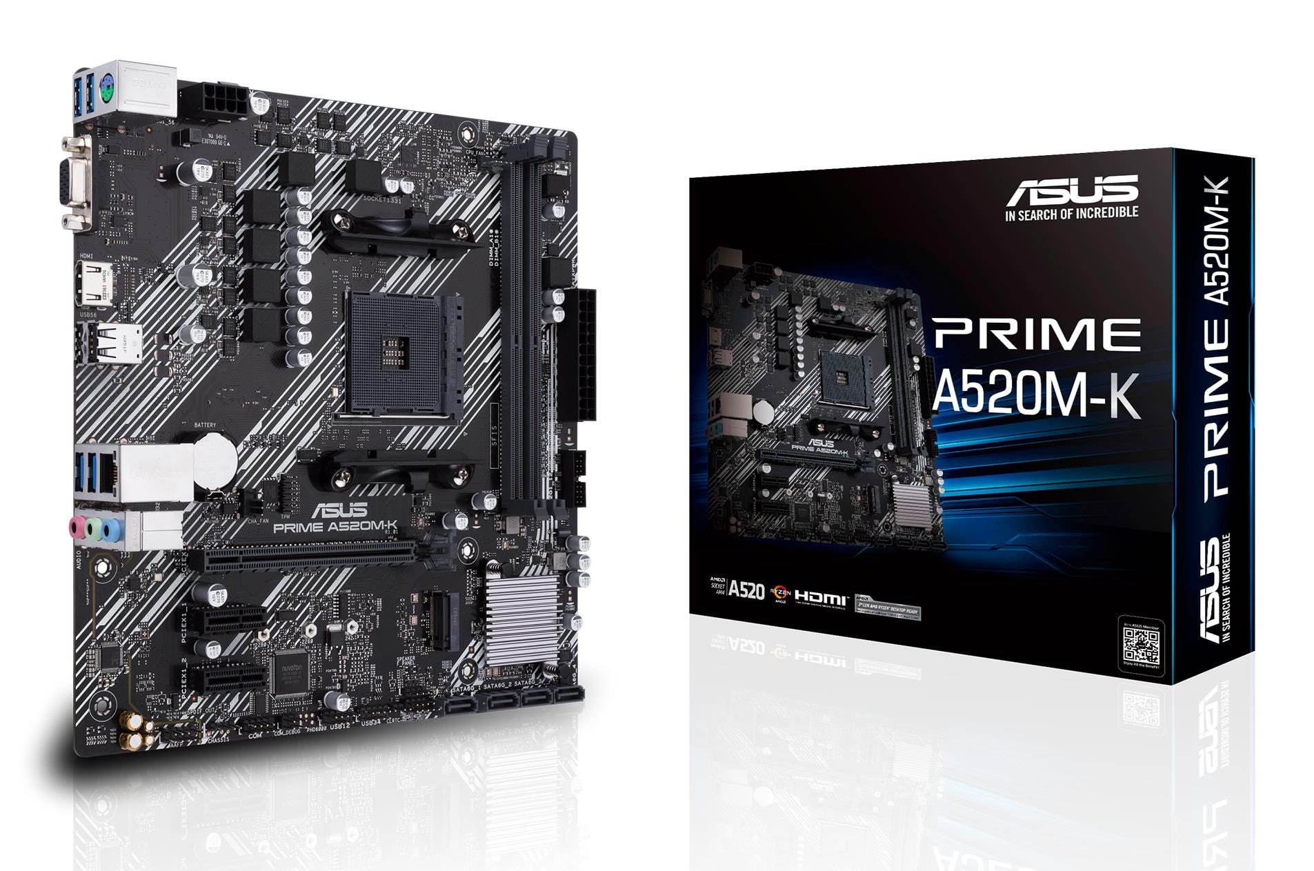 Emaplaat ASUS Prime A520M-K, AM4, Micro-ATX, DDR4