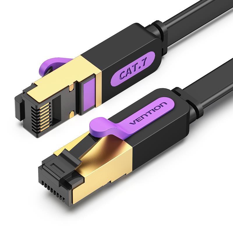 Vention CAT7 flat patch cable, 3 m, black