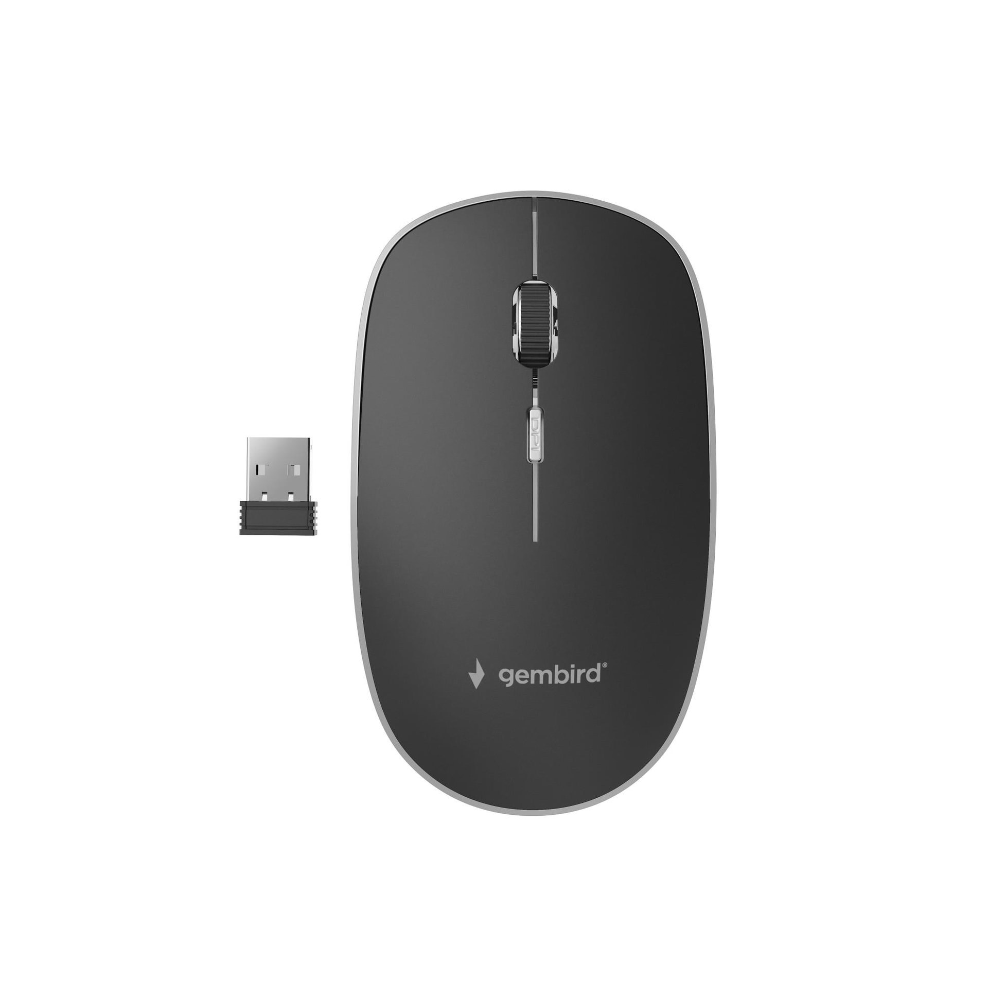 Vaikne juhtmeta hiir Gembird MUSW-4BS-01, 1600 DPI, must