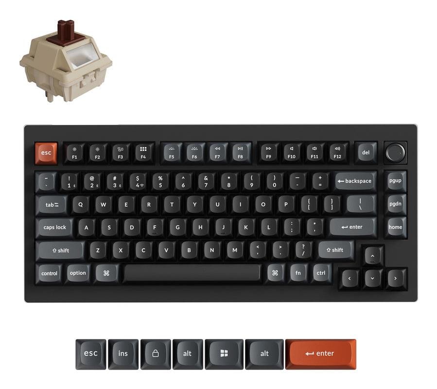 Keychron V1 Ultra 75% Mechanical Keyboard Black RGB