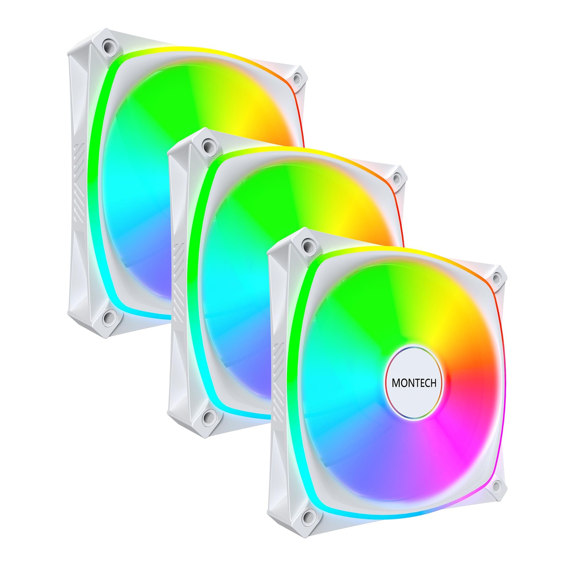 MONTECH RX120 PRO White 120mm Case Fan 3-in-1 Bundle