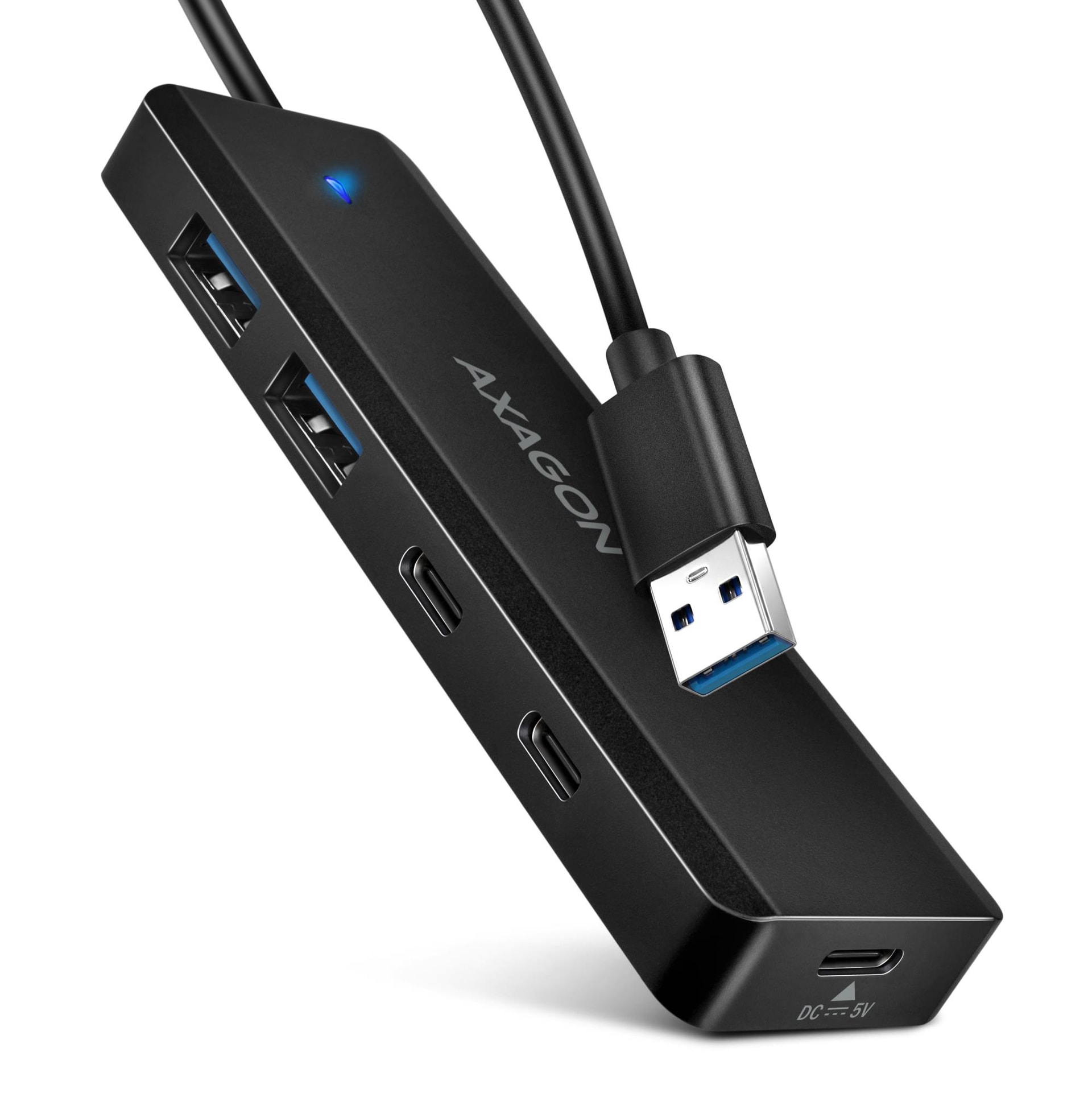 AXAGON HUE-C2A TRAVEL USB hub, 2 × USB-A + 2 × USB-C, 19 cm cable