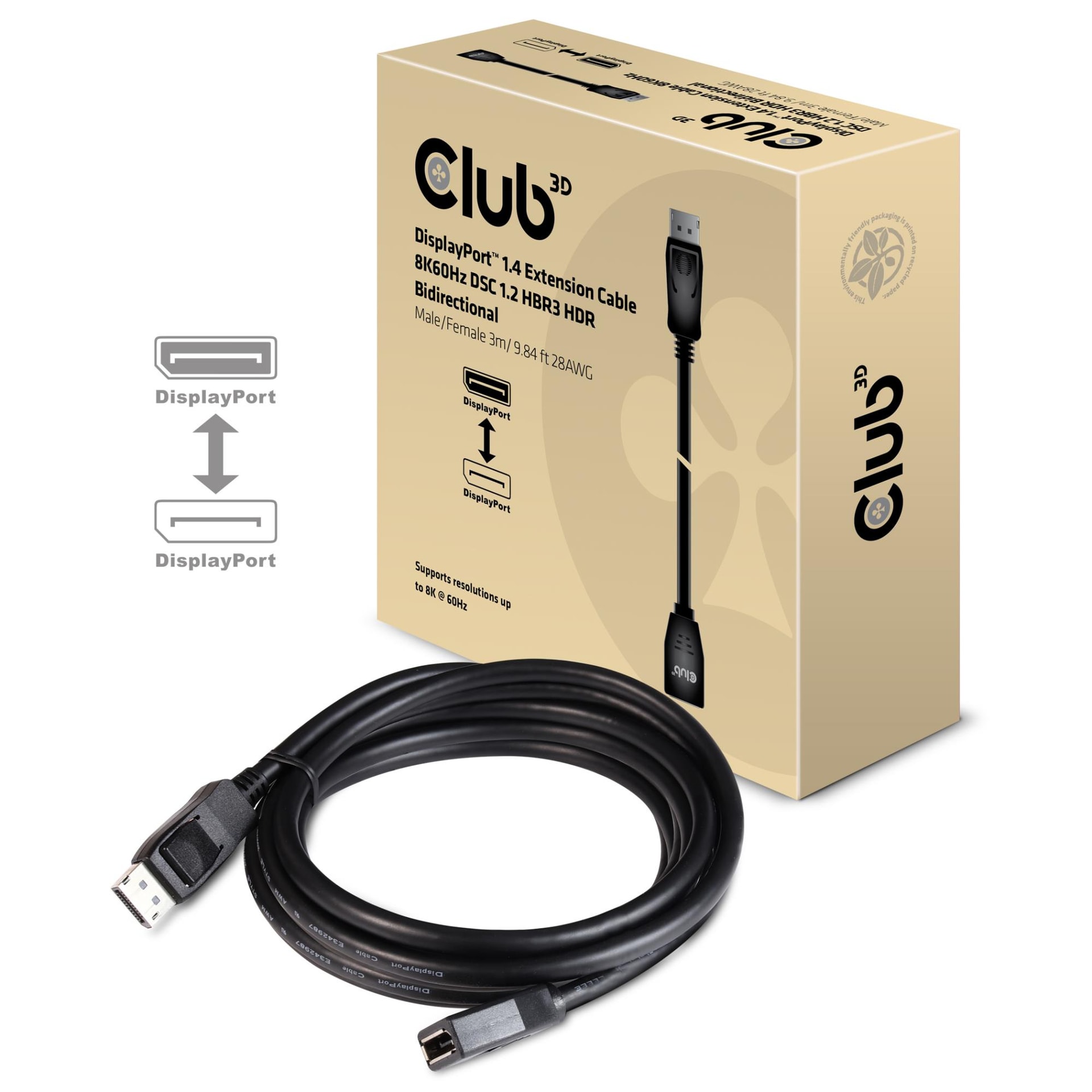 CLUB3D DisplayPort 1.4 pikenduskaabel 3m soodne hind