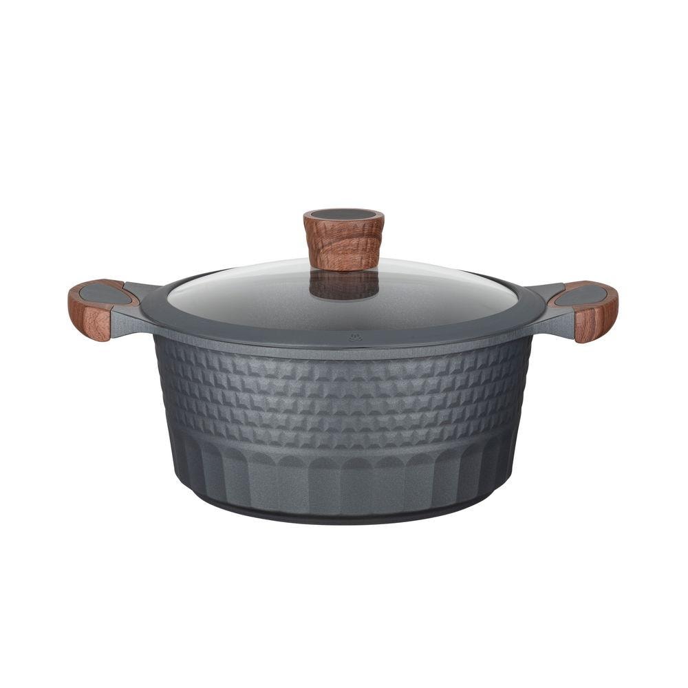 RESTO Round Casserole 24cm 4.6L Black Wood Aluminium Best Price