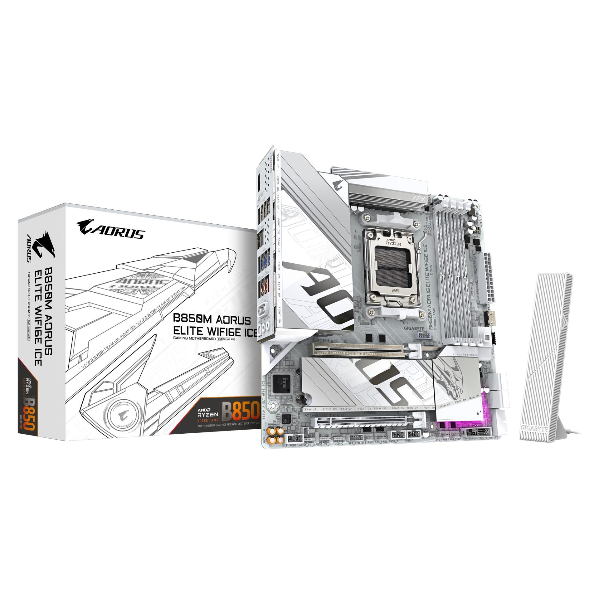 Gigabyte B850M Aorus Elite WiFi6E Ice motherboard, AM5, Micro-ATX, DDR5