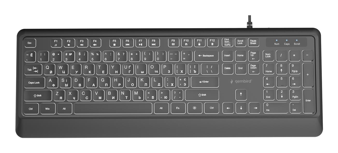 Gembird KB-UML-04-CYRL Full-Size Multimedia Keyboard USB Black
