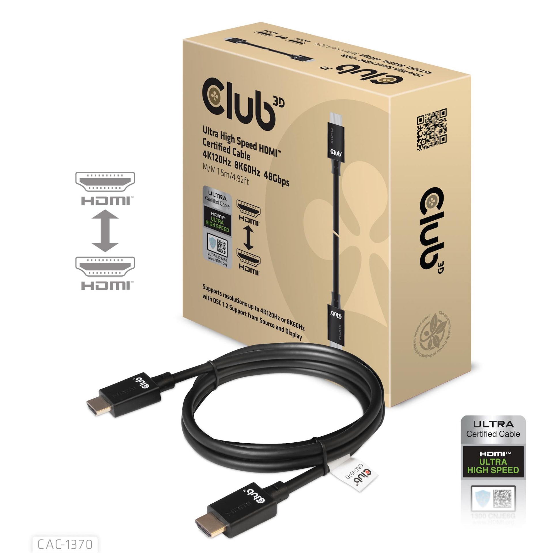 CLUB3D CAC-1370 HDMI 2.1 kaabel 1,5m soodne hind