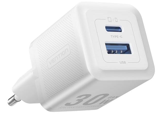 Laadija Vention FEQW0-EU, GaN, 30 W, USB-A + USB-C, valge