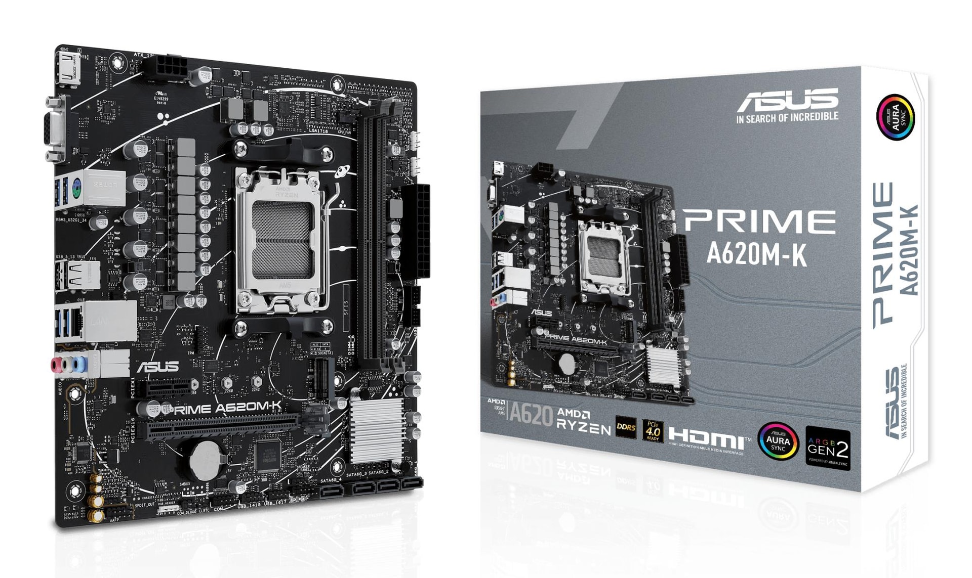 ASUS PRIME A620M-K AM5 DDR5 emaplaat