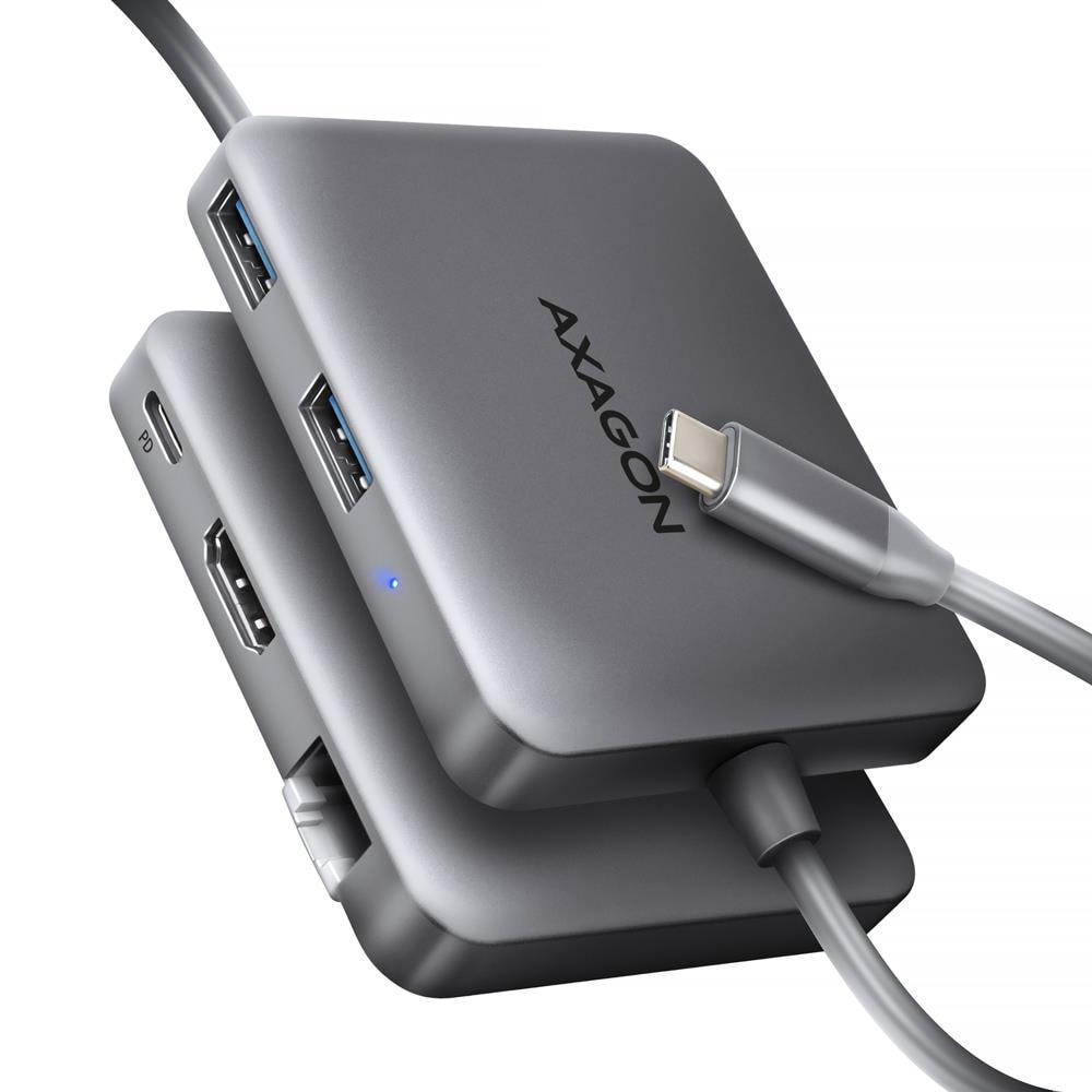 AXAGON USB-C 5-in-1 Hub 5Gbps Ethernet Silver