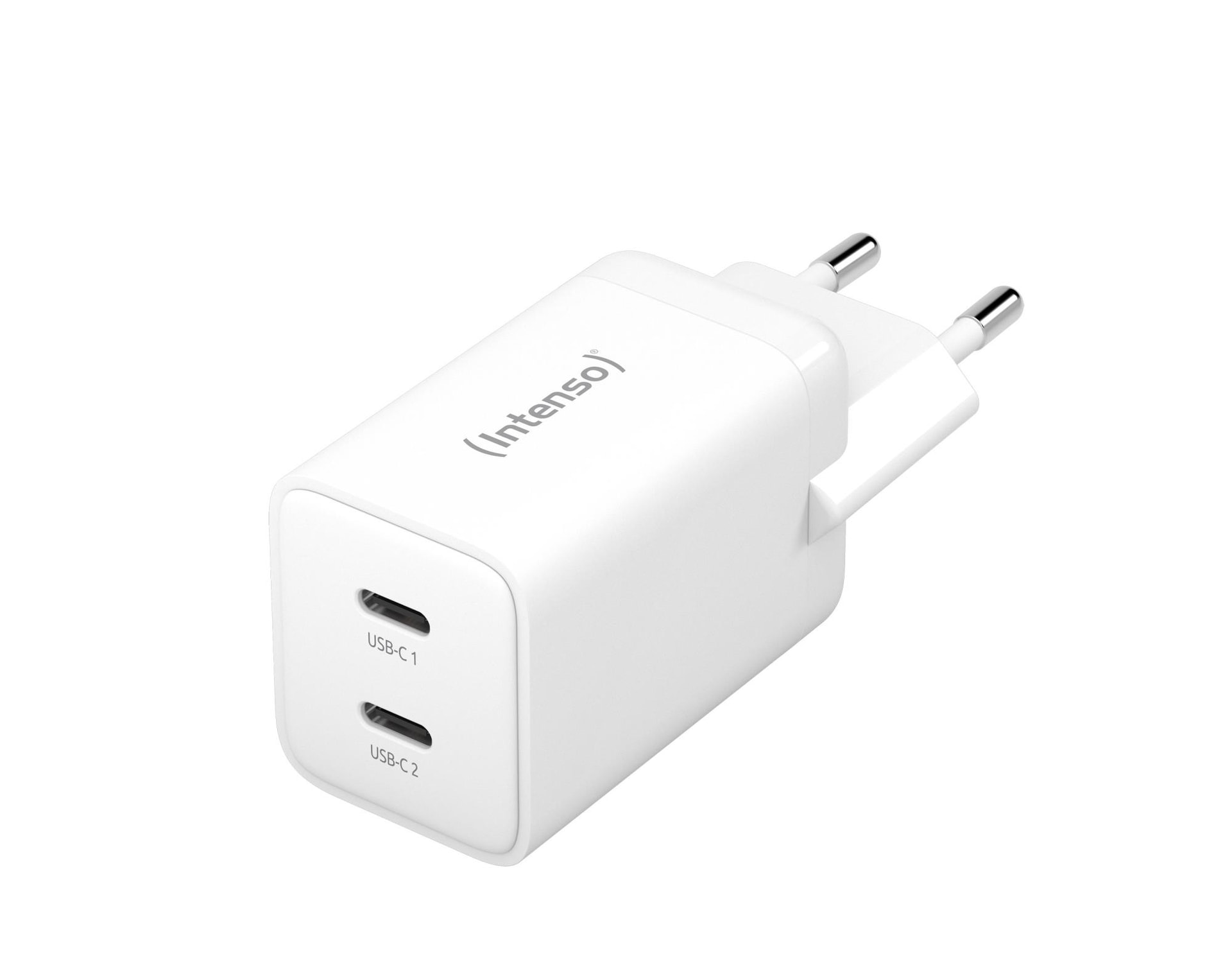 Сетевое зарядное устройство Intenso 7804012, GaN, 2 × USB-C, 40 Вт, белое