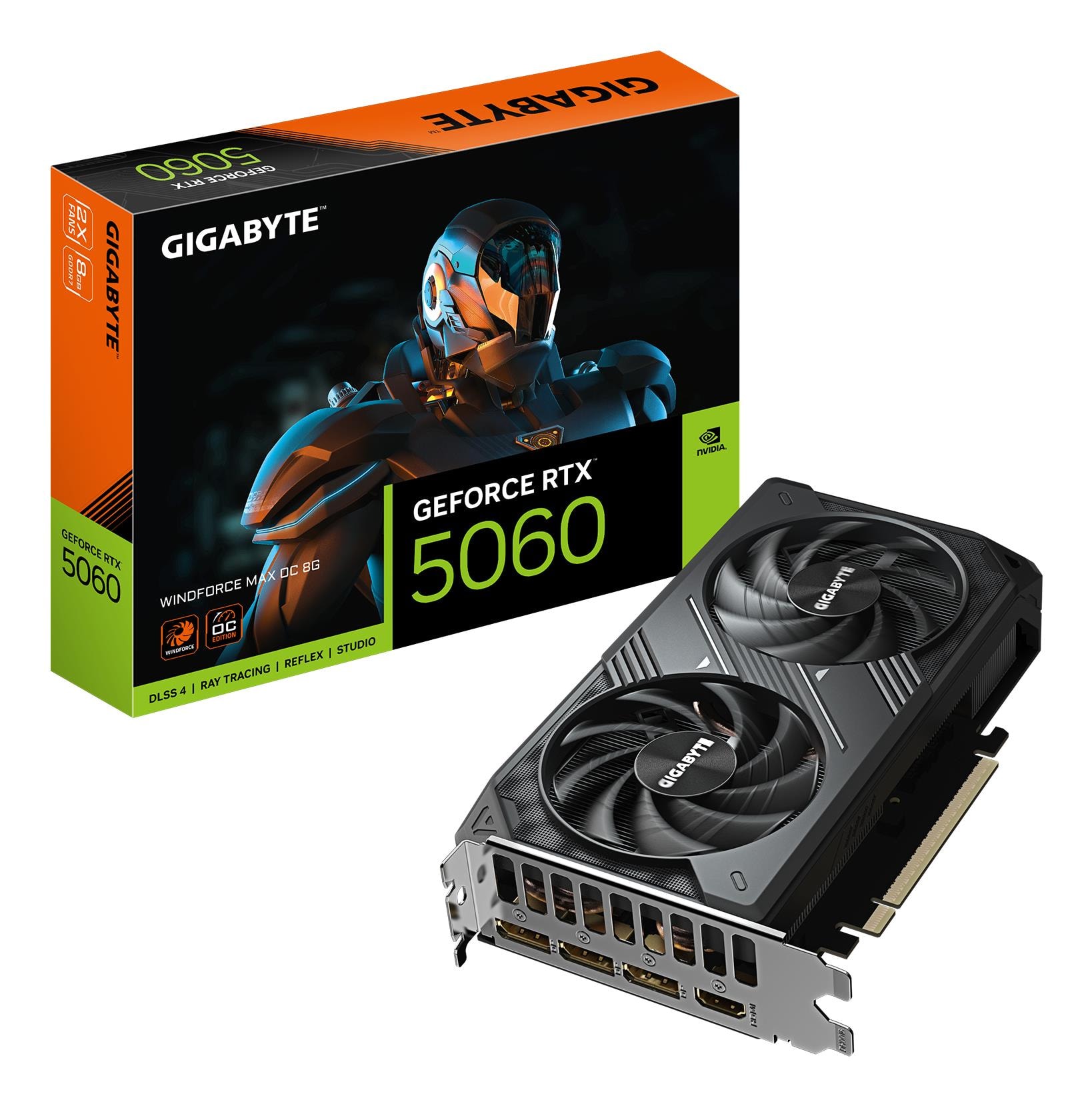 Видеокарта GIGABYTE GeForce RTX 5060 WINDFORCE MAX OC, 8 ГБ GDDR7