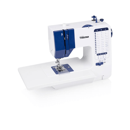 Tristar SM-6005 sewing machine, 38 stitch patterns, white/blue