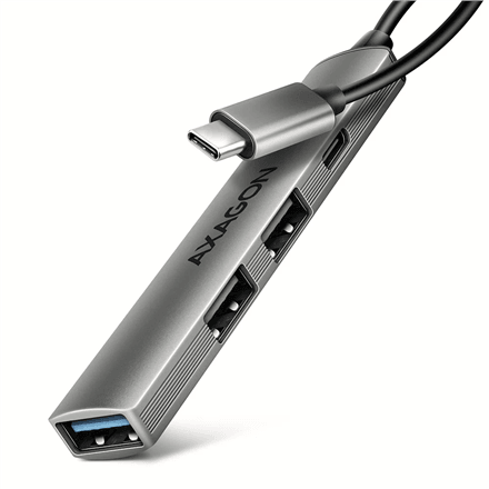 USB-jagur AXAGON HUE-STC ALU STRIP, USB-C, 4 porti