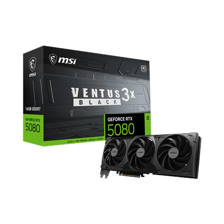 Видеокарта MSI GeForce RTX 5080 VENTUS 3X OC BLACK, 16 ГБ GDDR7