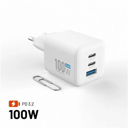 Fixed GaN Mini Network Charger FIXCG100M-2C1A-WH 100 W, White