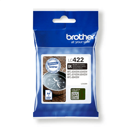 Картридж Brother LC422BK, чёрный, 550 стр.