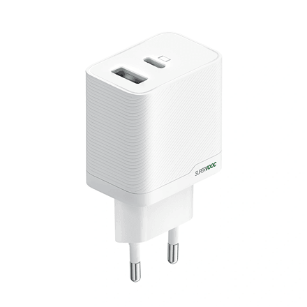 OPPO SUPERVOOC 45W Dual-Port Charger, OSAB4CB4AE, White | Charger