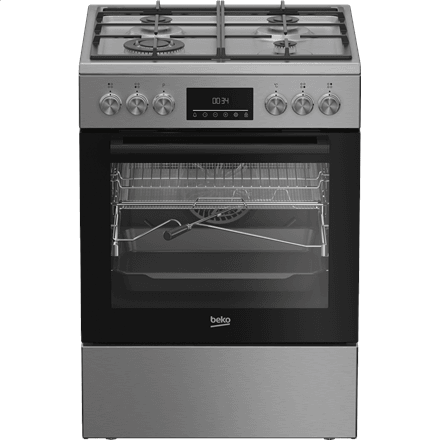 BEKO Cooker | FBMA61330GXDT | Hob type Gas | Oven type Electric | Stainless Steel | Width 60 cm | Depth 60 cm | Grilling | LED | Energy efficiency class A | 72 L