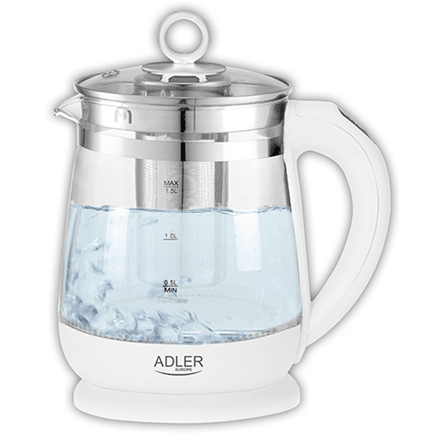 Adler AD 1299 klaasist veekeetja 1,5 L, temperatuurivalik, valge
