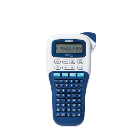 Brother PT-H107B label printer, TZe tapes, battery powered