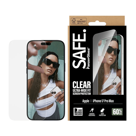 PanzerGlass Screen protector | Apple | iPhone 17 Pro Max | Transparent | Ultra-Wide Fit w. EasyAligner