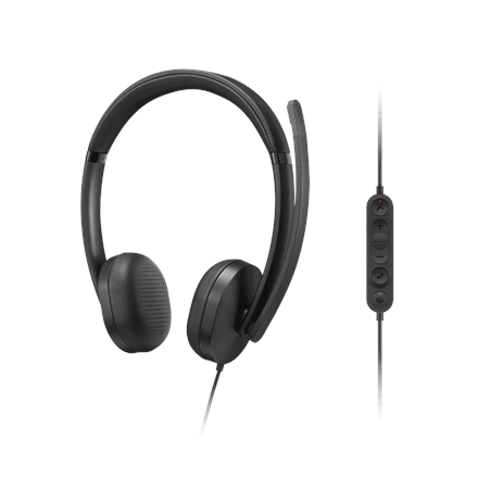 Juhtmega VoIP-peakomplekt Lenovo 5000, Teams, USB-A ja USB-C, must