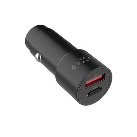 Fixed USB-C/USB-A autolaadija 63W, PD 3.0, must