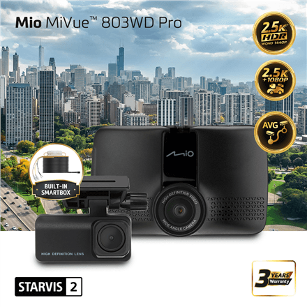Mio Front & Rear Dual Dash Cam with HDR | MiVue 803WD Pro | GPS | Wi-Fi