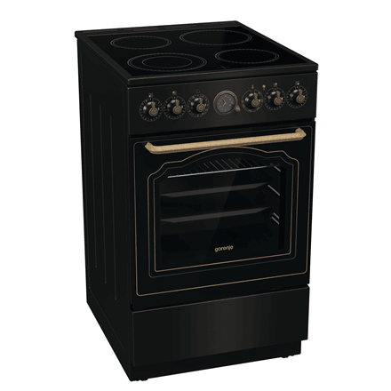 Gorenje Cooker | GECS5B70CLB | Hob type Vitroceramic | Oven type Electric | Black | Width 50 cm | Depth 59.4 cm | Energy efficiency class A | 70 L