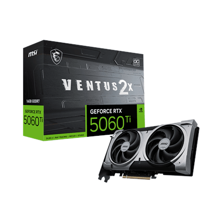 Videokaart MSI GeForce RTX 5060 Ti VENTUS 2X OC PLUS, 16 GB GDDR7, PCIe 5.0