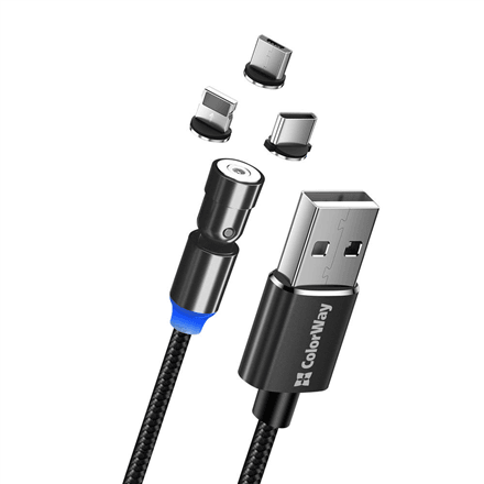 Магнитный кабель ColorWay 3 в 1, Lightning / Micro-USB / USB-C, 2,4 А, 1 м