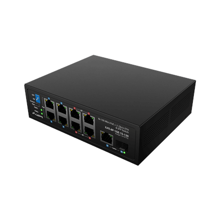 Lanberg | Switch PoE 4xBT 4xAT SFP/ETH Din Unmanagment Fast Ethernet | ILFE-8P-1GE-1S-120 | Unmanaged | Din rail, Rack
