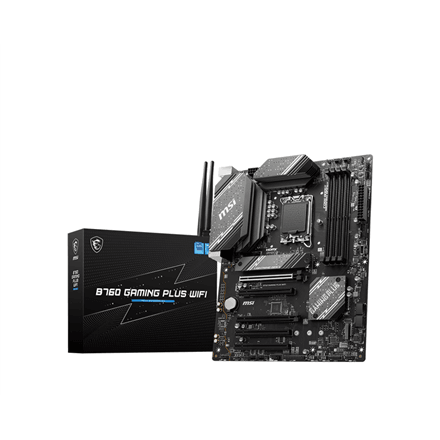 MSI | B760 GAMING PLUS WIFI | Processor family Intel | Processor socket  LGA1700 | DDR5 | Memory slots 4 | Supported hard disk drive interfaces SATA, M.2 | Number of SATA connectors 4 | Chipset Intel B760 | ATX