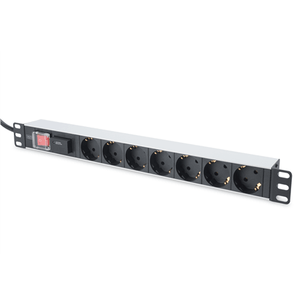 Digitus DN-95407 1U Rackmount PDU, 7 Outlets, Surge Protection
