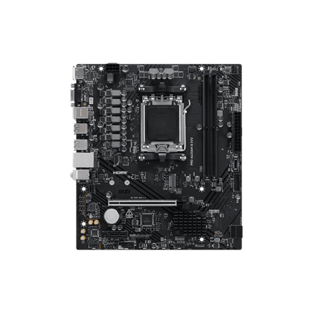 MSI PRO A620AM-B EVO | Processor family AMD | Processor socket AM5 | DDR5 | Supported hard disk drive interfaces SATA, M.2 | Number of SATA connectors 2