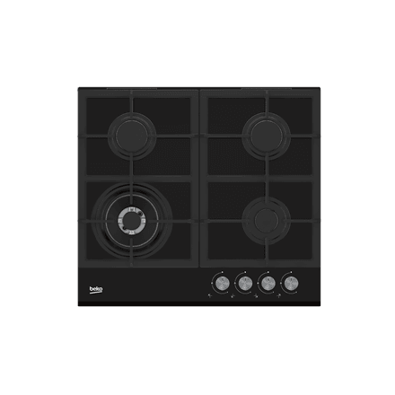 BEKO HILW64235S gaasipliidiplaat, 4 põletit, wok-põleti, must