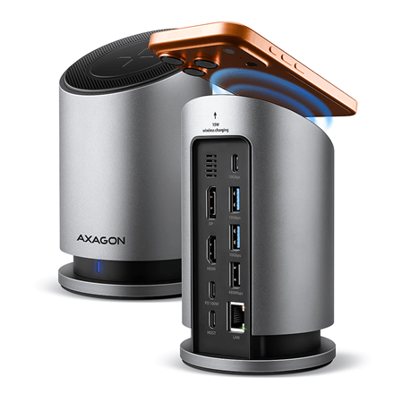 USB-C хаб AXAGON HMC-WL9, 9 в 1, с беспроводной зарядкой